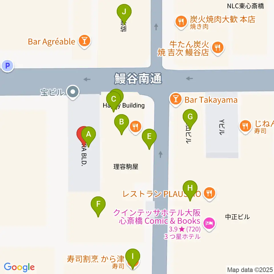 心斎橋CLUB STOMP周辺のファミレス・ファーストフード一覧地図