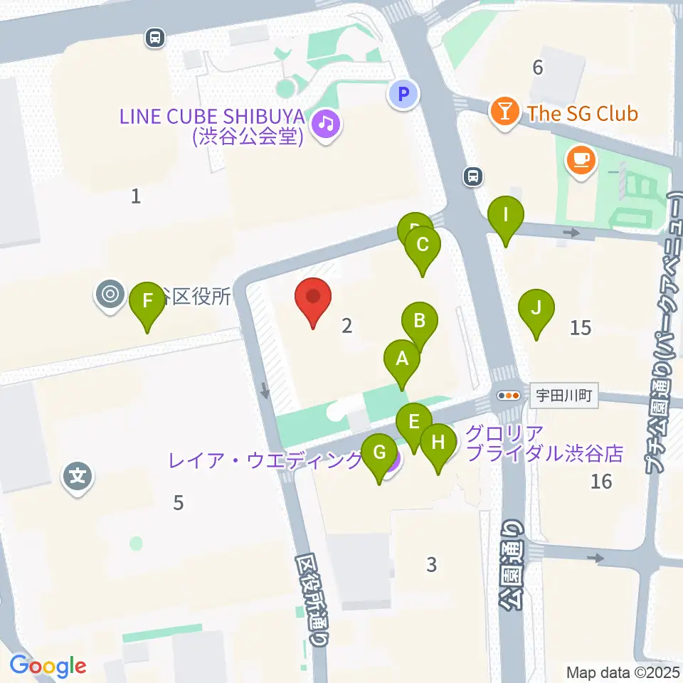 渋谷公園通りBODY&SOUL周辺のファミレス・ファーストフード一覧地図