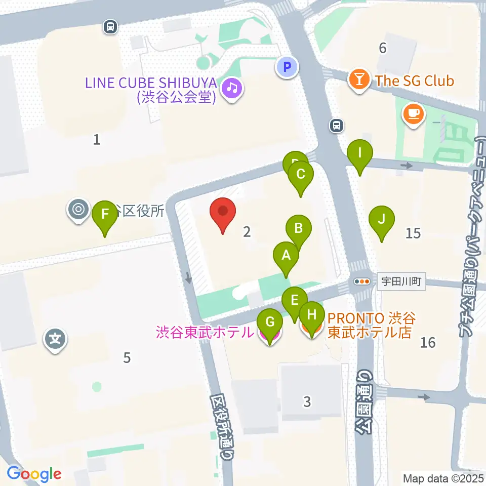 渋谷公園通りBODY&SOUL周辺のファミレス・ファーストフード一覧地図