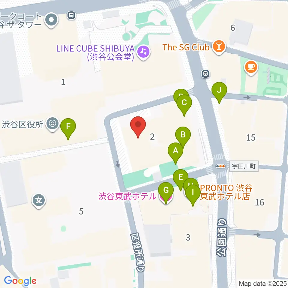 渋谷公園通りBODY&SOUL周辺のファミレス・ファーストフード一覧地図