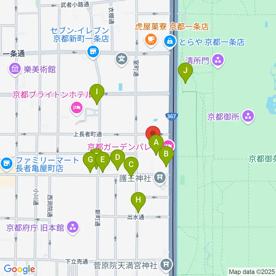 京都KBSホール周辺のファミレス・ファーストフード一覧地図