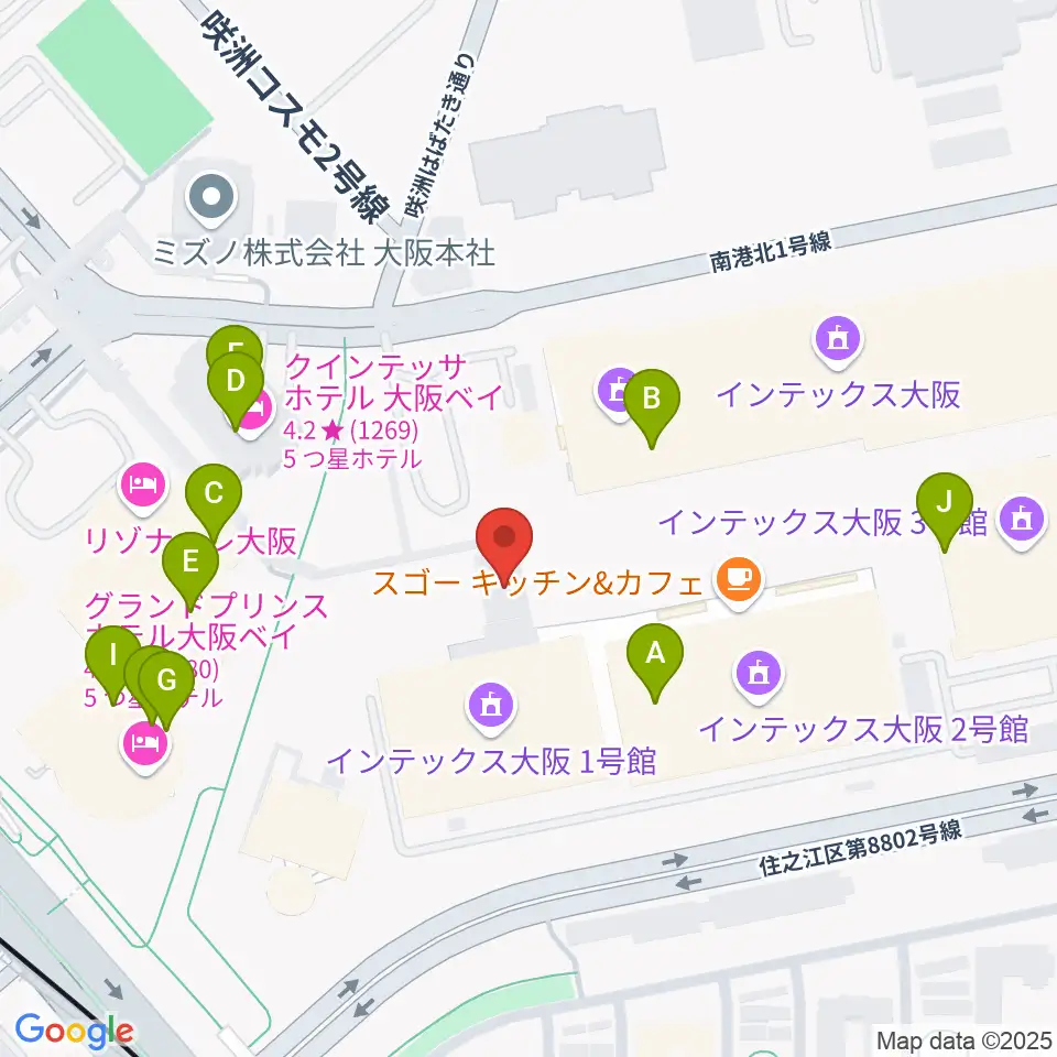 インテックス大阪 5号館周辺のファミレス・ファーストフード一覧地図