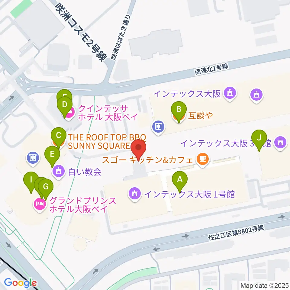 インテックス大阪 5号館周辺のファミレス・ファーストフード一覧地図