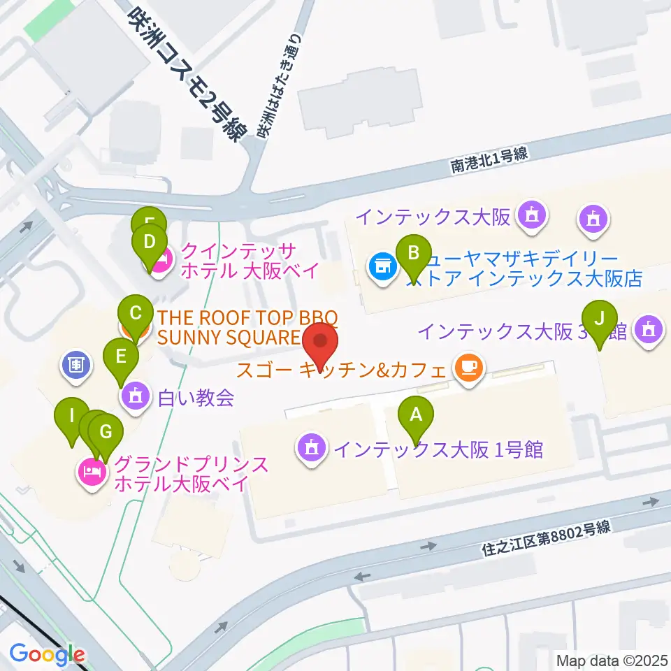 インテックス大阪5号館周辺のファミレス・ファーストフード一覧地図