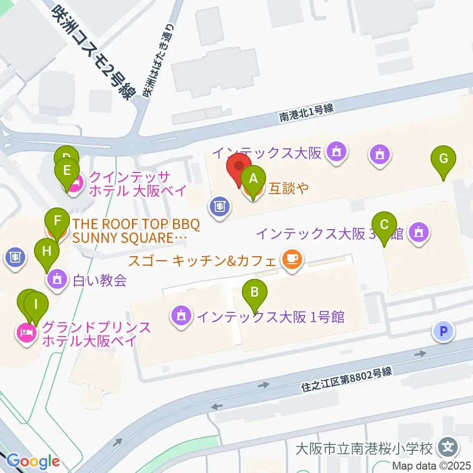 インテックス大阪5号館周辺のファミレス・ファーストフード一覧地図