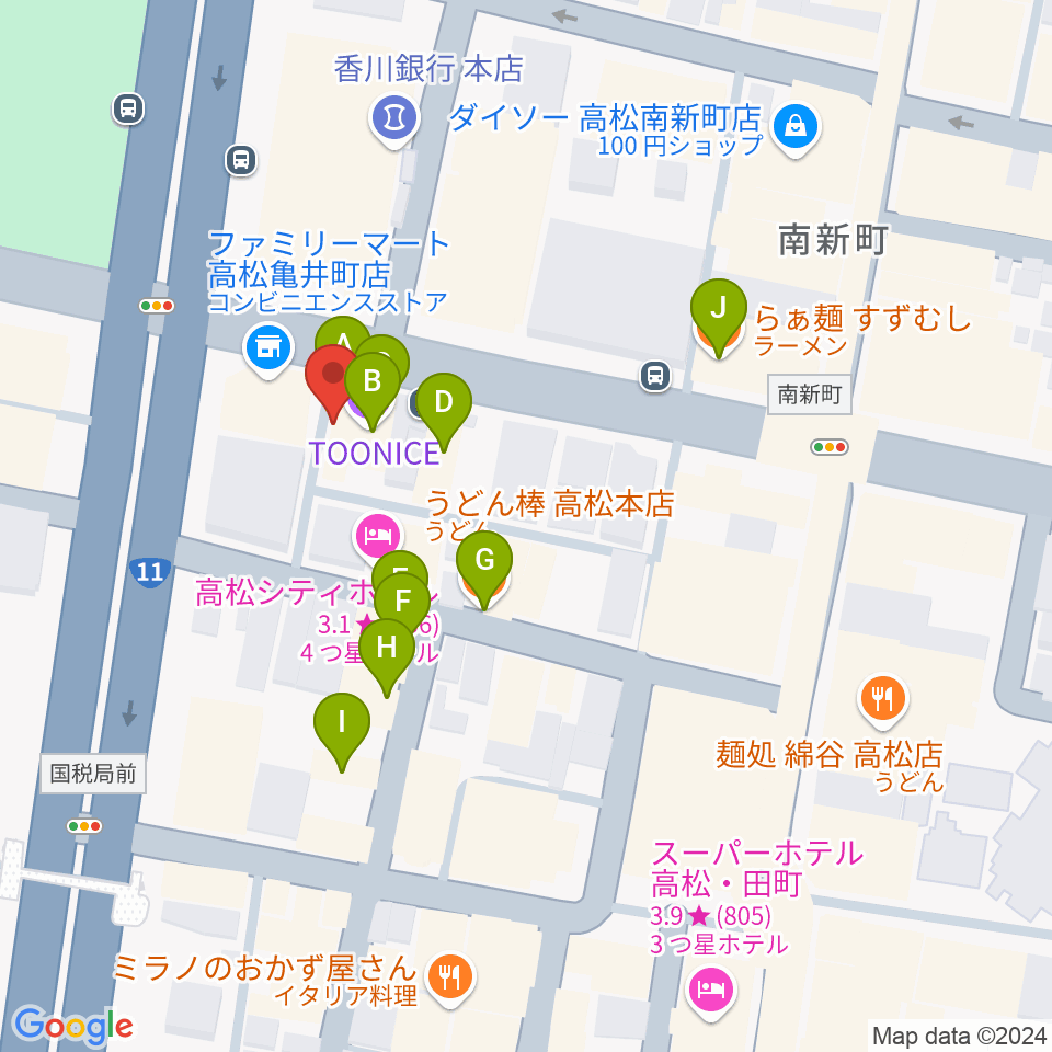 ラ・フォンテーヌ周辺のファミレス・ファーストフード一覧地図