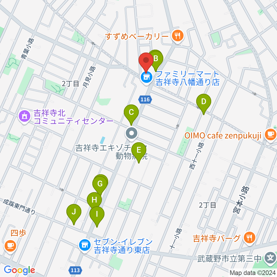 Recording Studio GOATEE周辺のファミレス・ファーストフード一覧地図