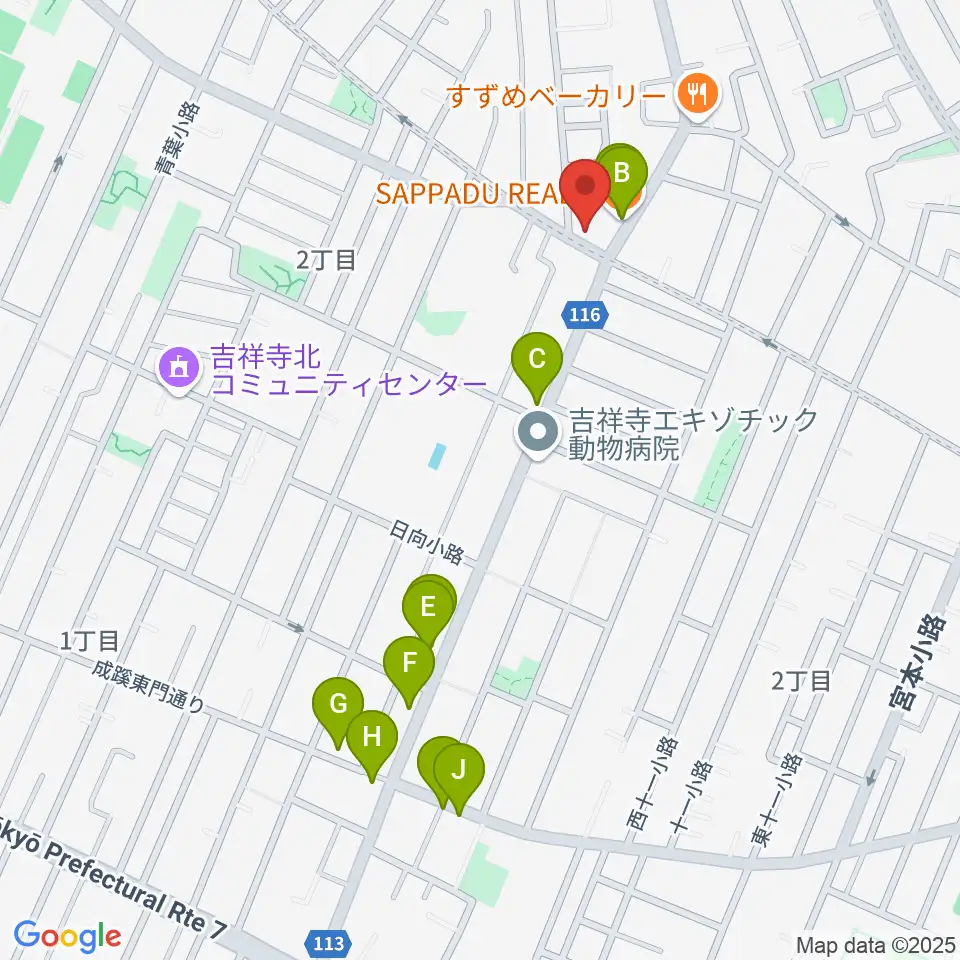 Recording Studio GOATEE周辺のファミレス・ファーストフード一覧地図