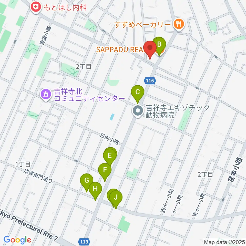 Recording Studio GOATEE周辺のファミレス・ファーストフード一覧地図