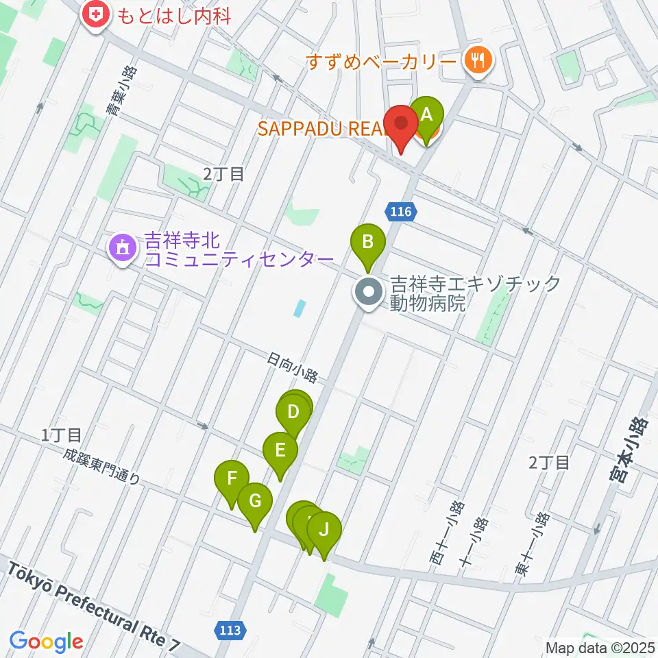Recording Studio GOATEE周辺のファミレス・ファーストフード一覧地図
