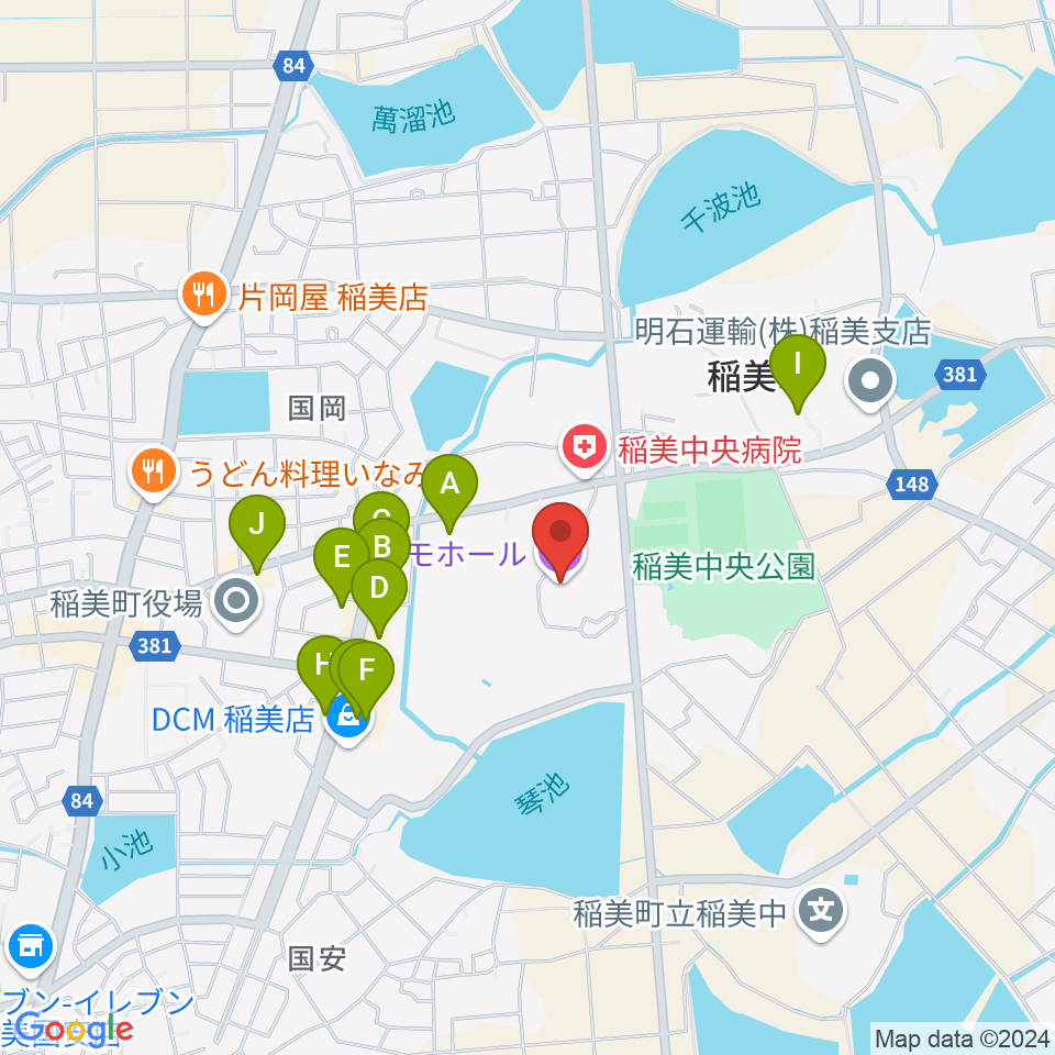 稲美町文化会館コスモホール周辺のファミレス・ファーストフード一覧地図