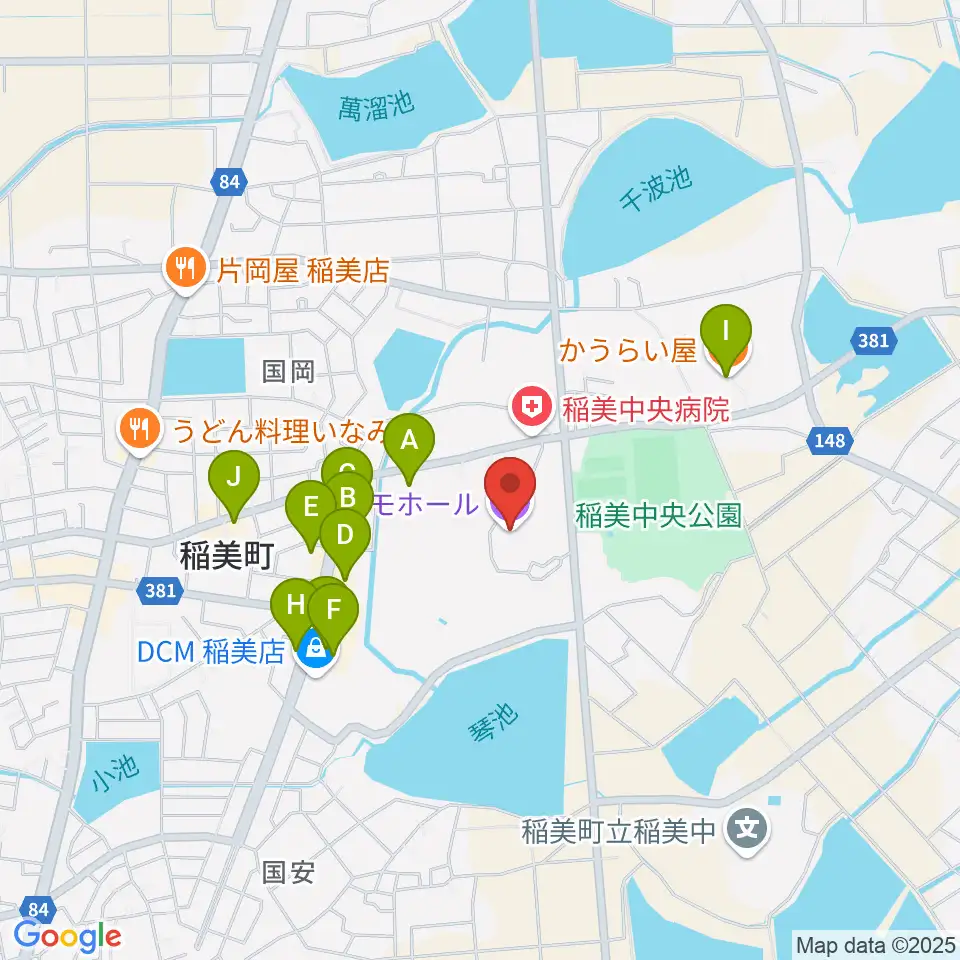 稲美町文化会館コスモホール周辺のファミレス・ファーストフード一覧地図