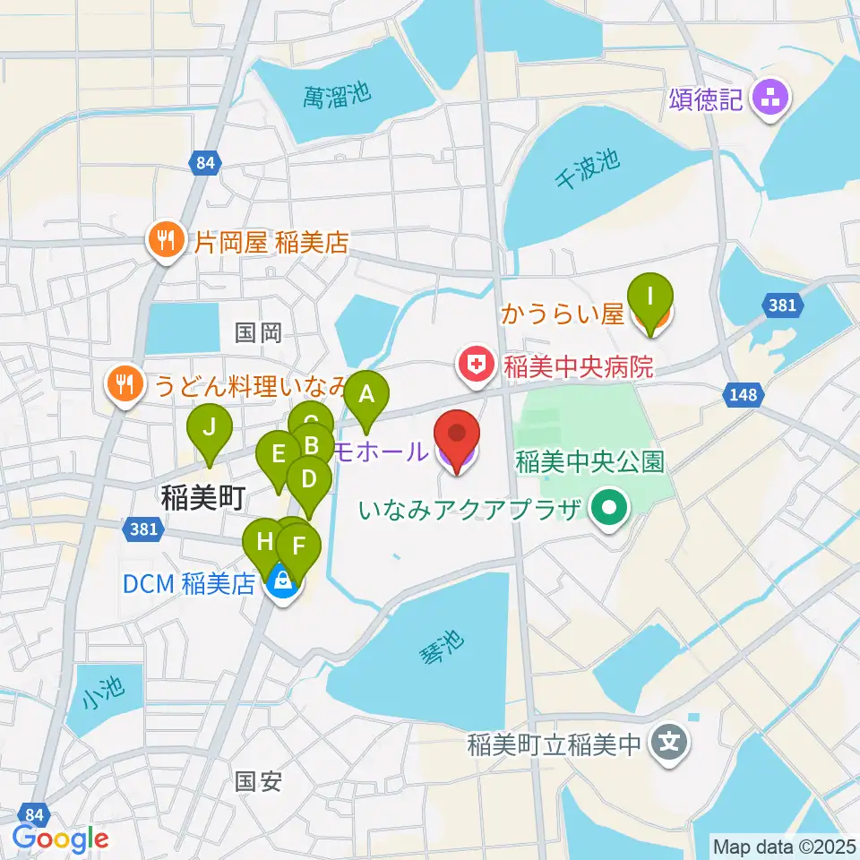 稲美町文化会館コスモホール周辺のファミレス・ファーストフード一覧地図