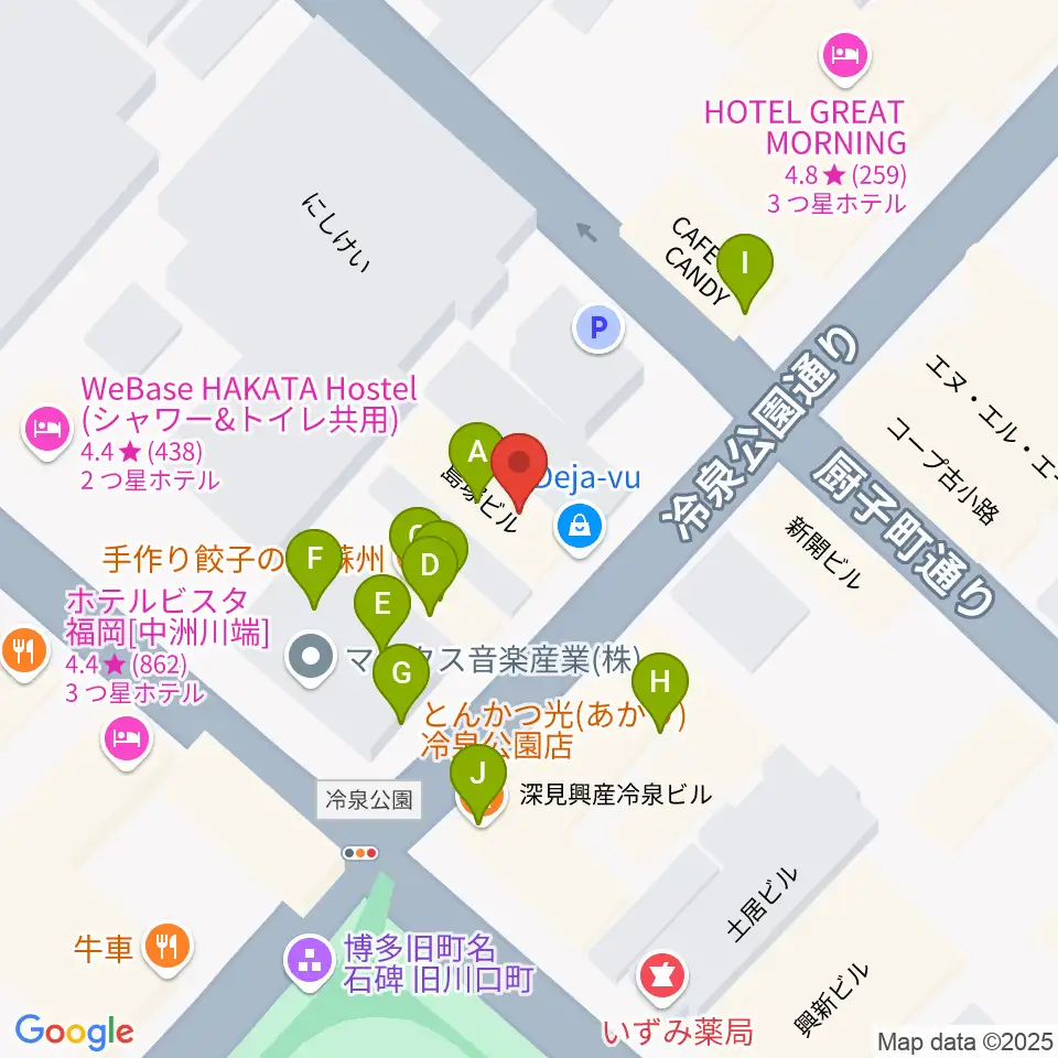 博多デジャヴ周辺のファミレス・ファーストフード一覧地図
