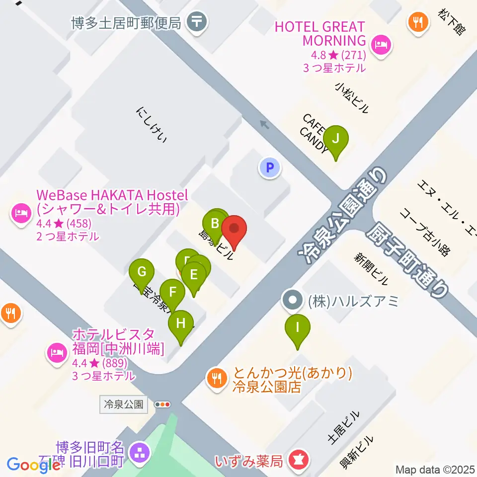 博多デジャヴ周辺のファミレス・ファーストフード一覧地図