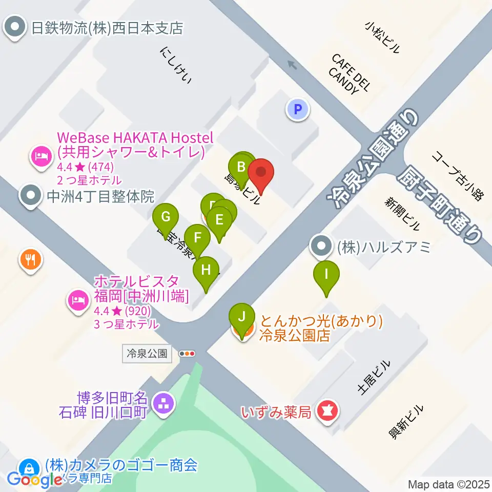 博多デジャヴ周辺のファミレス・ファーストフード一覧地図