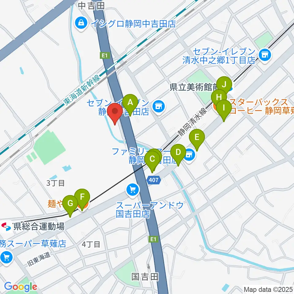 エムジーズ周辺のファミレス・ファーストフード一覧地図