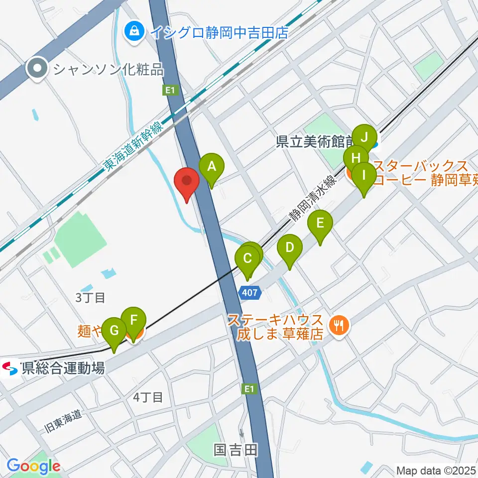 エムジーズ周辺のファミレス・ファーストフード一覧地図