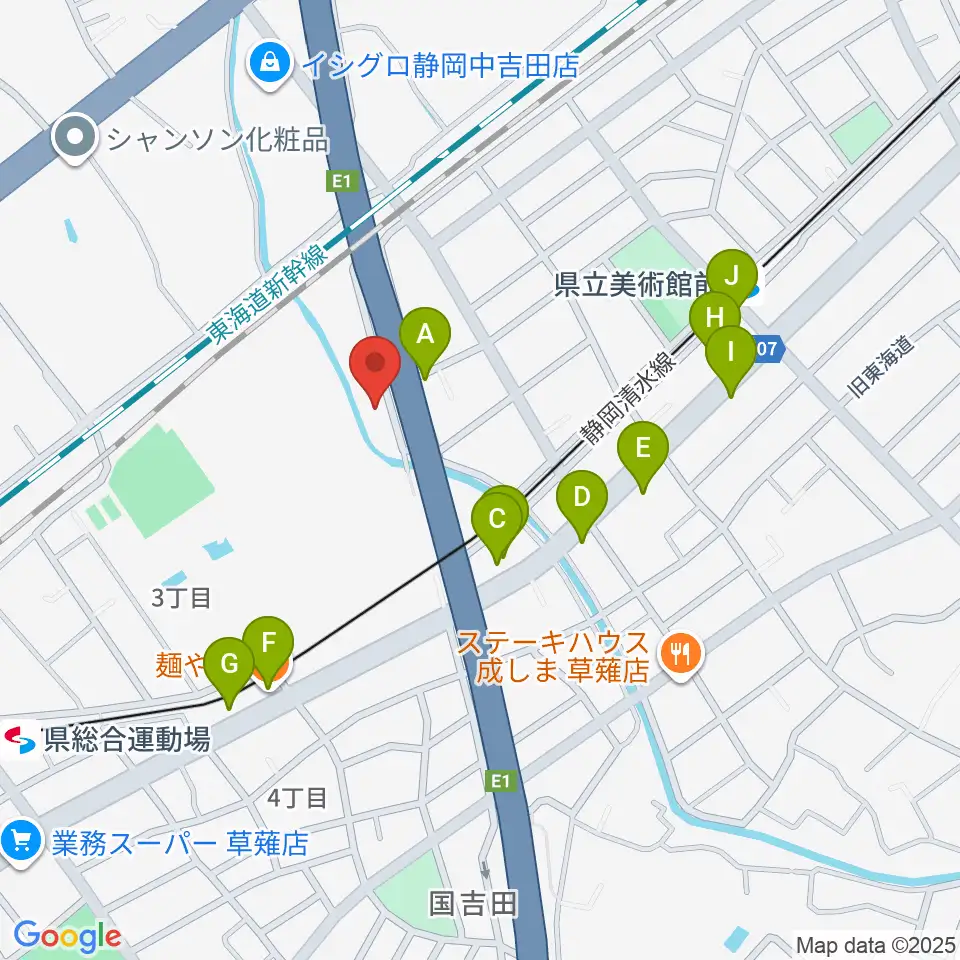 エムジーズ周辺のファミレス・ファーストフード一覧地図