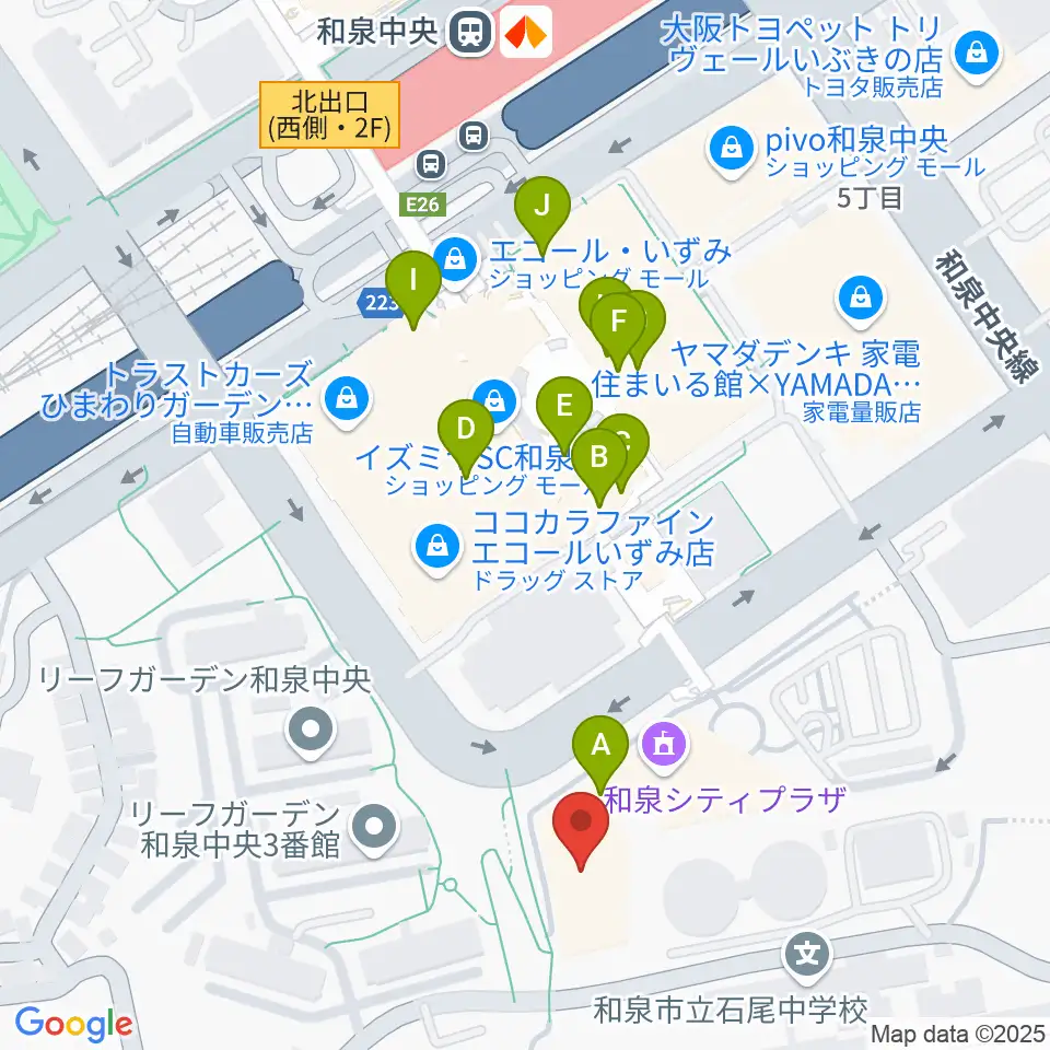 和泉シティプラザ周辺のファミレス・ファーストフード一覧地図