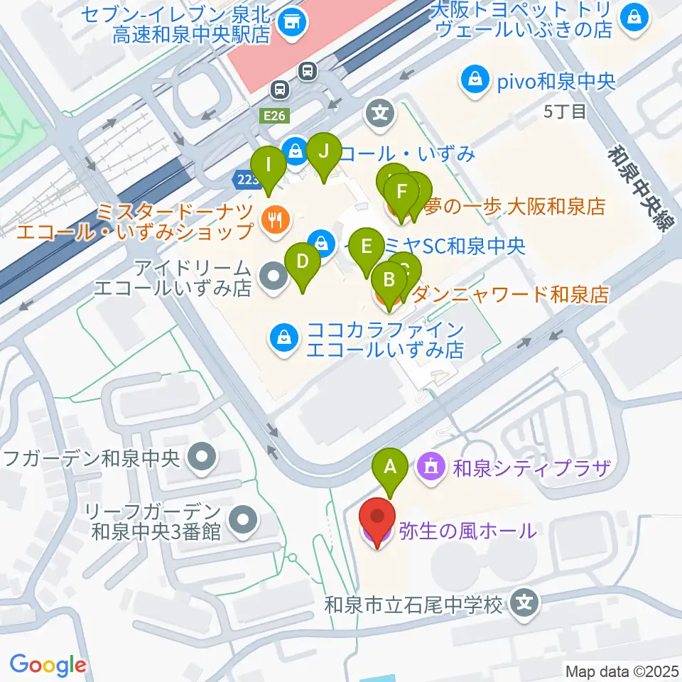 和泉シティプラザ周辺のファミレス・ファーストフード一覧地図