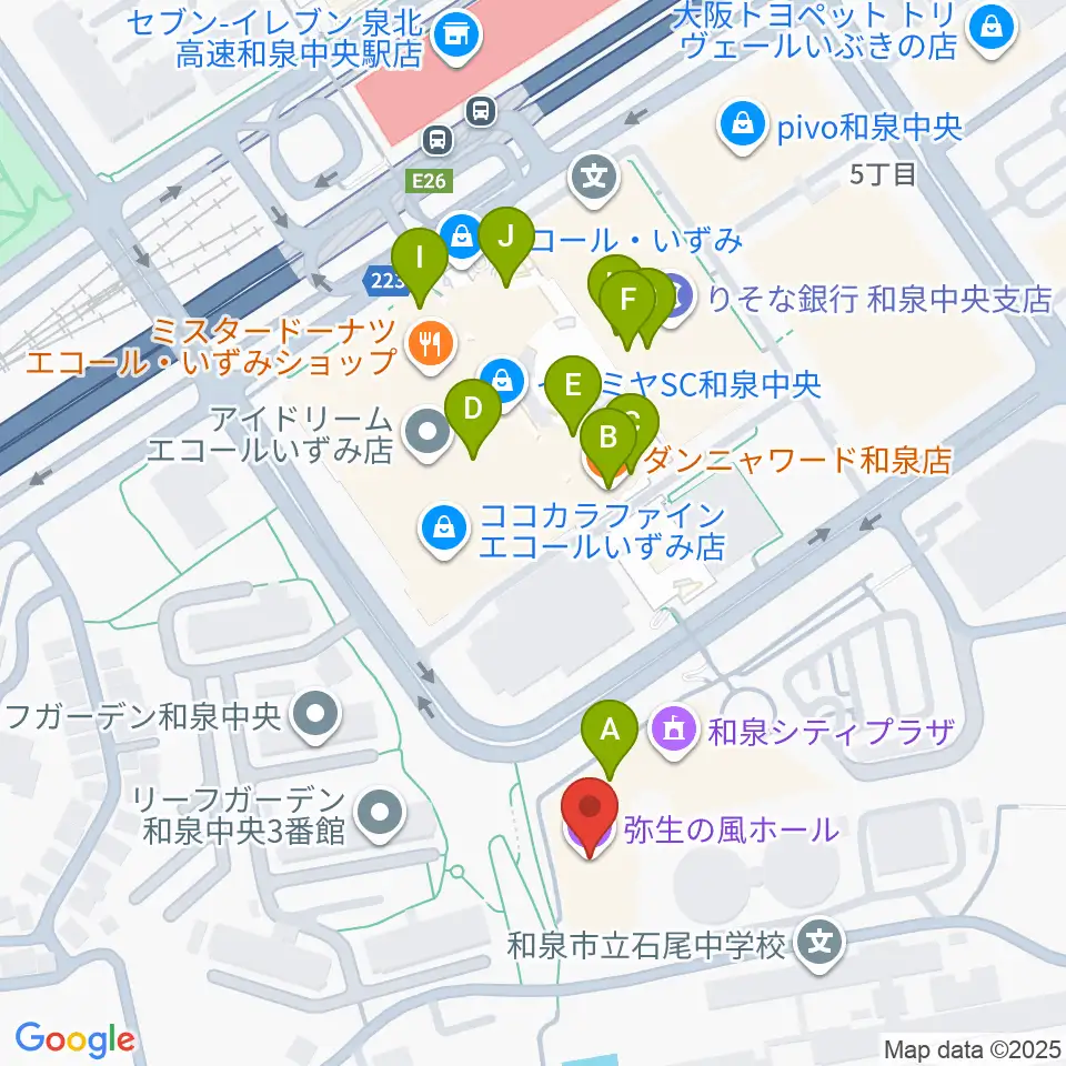 和泉シティプラザ周辺のファミレス・ファーストフード一覧地図