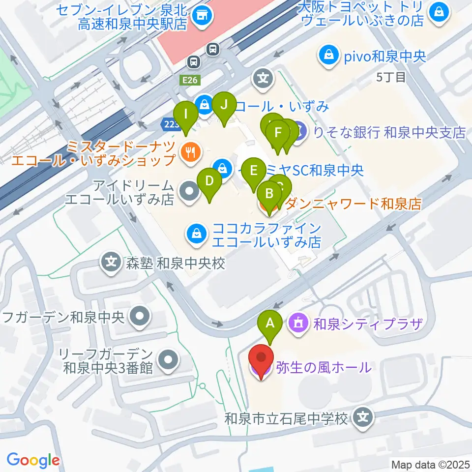 和泉シティプラザ周辺のファミレス・ファーストフード一覧地図