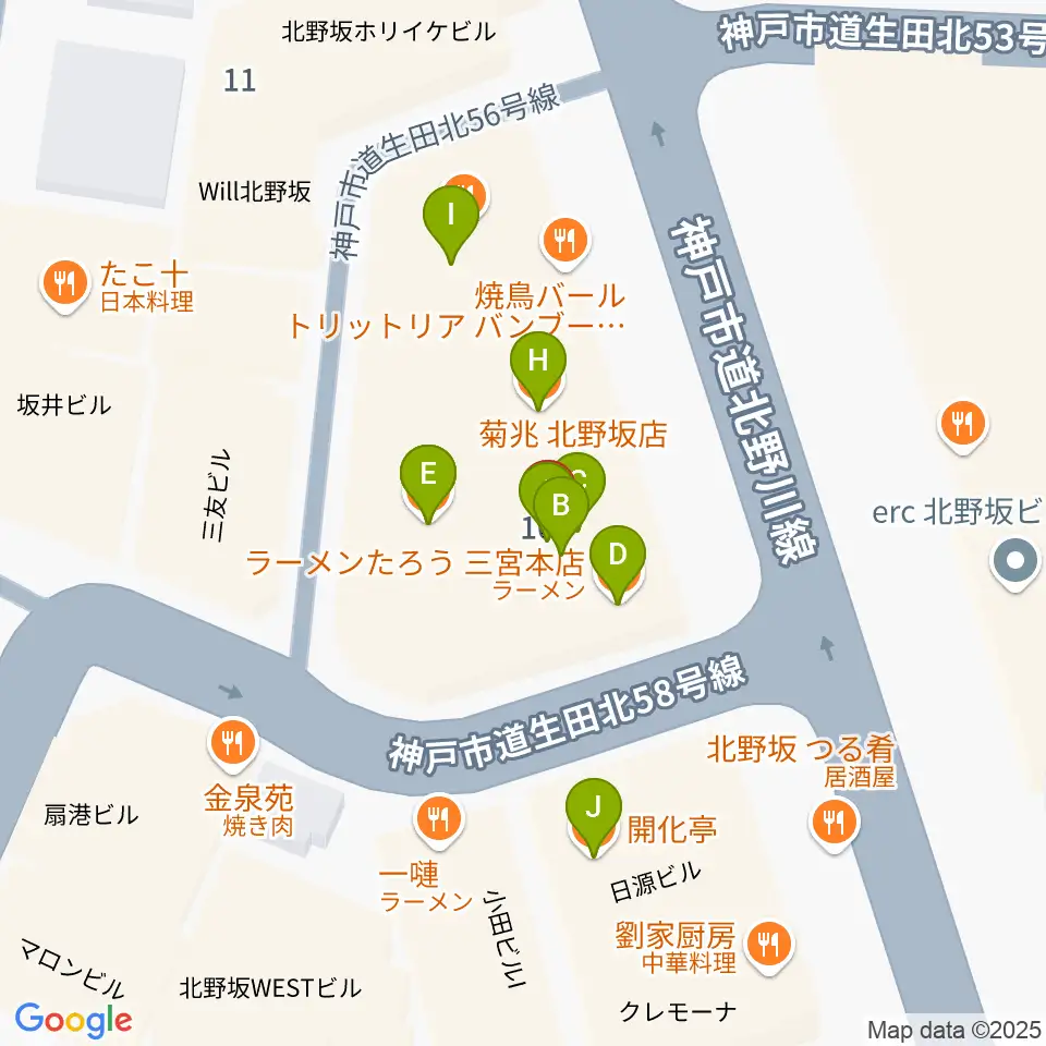 神戸DAY by DAY周辺のファミレス・ファーストフード一覧地図