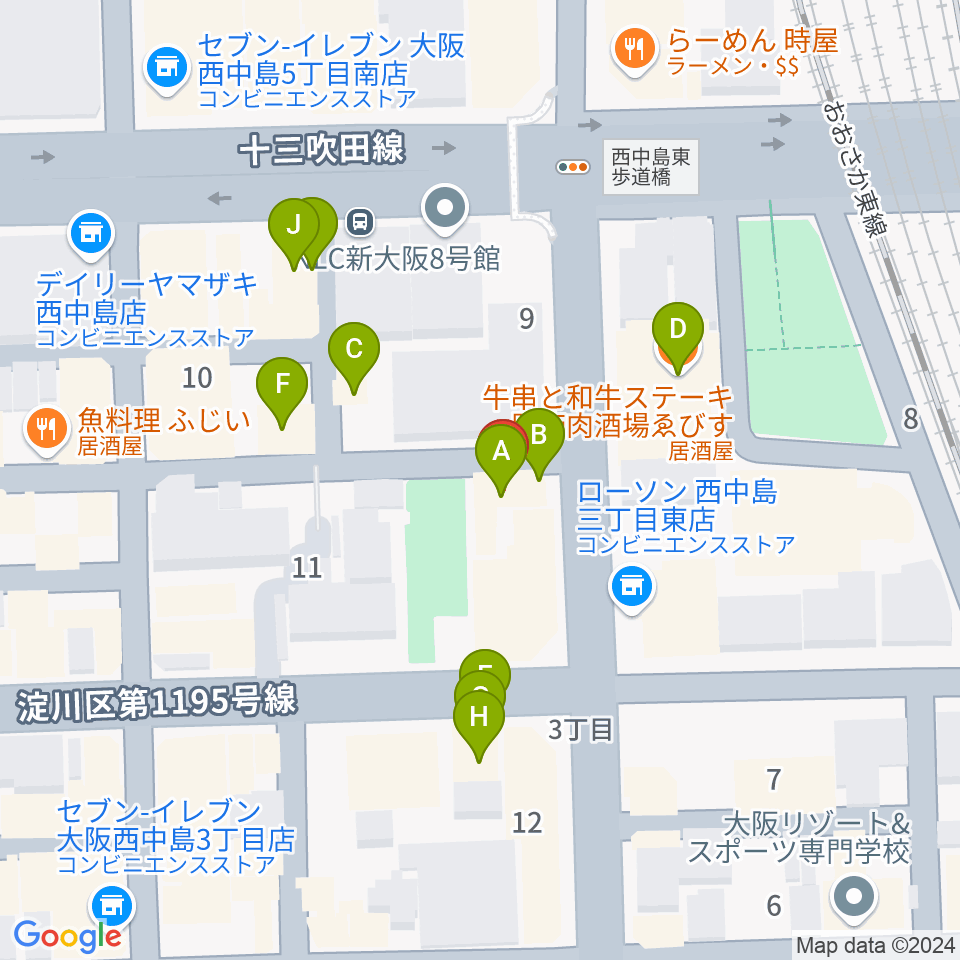 Live Bar D3周辺のファミレス・ファーストフード一覧地図