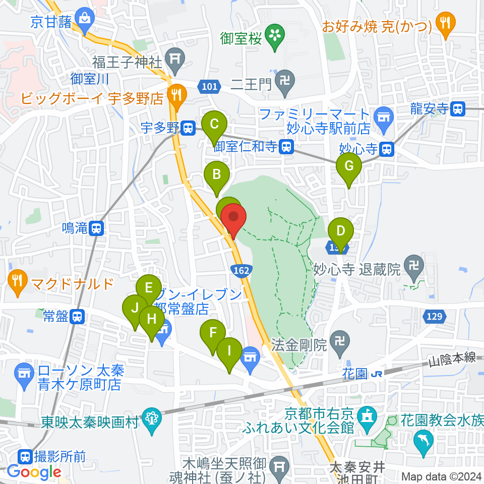 京都SOEN周辺のファミレス・ファーストフード一覧地図