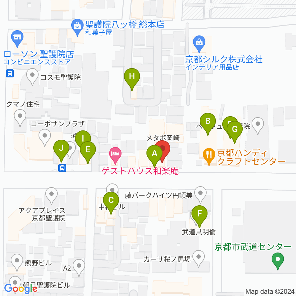 京都ZAC BARAN周辺のファミレス・ファーストフード一覧地図