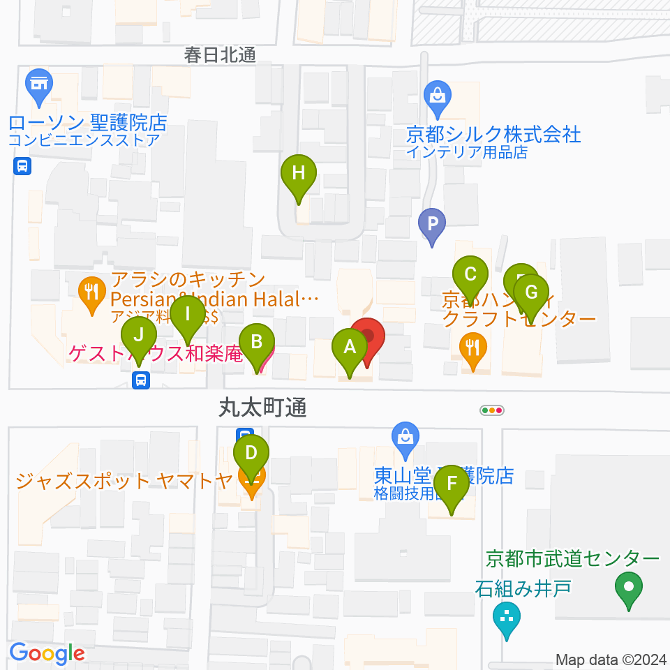 京都ZAC BARAN周辺のファミレス・ファーストフード一覧地図