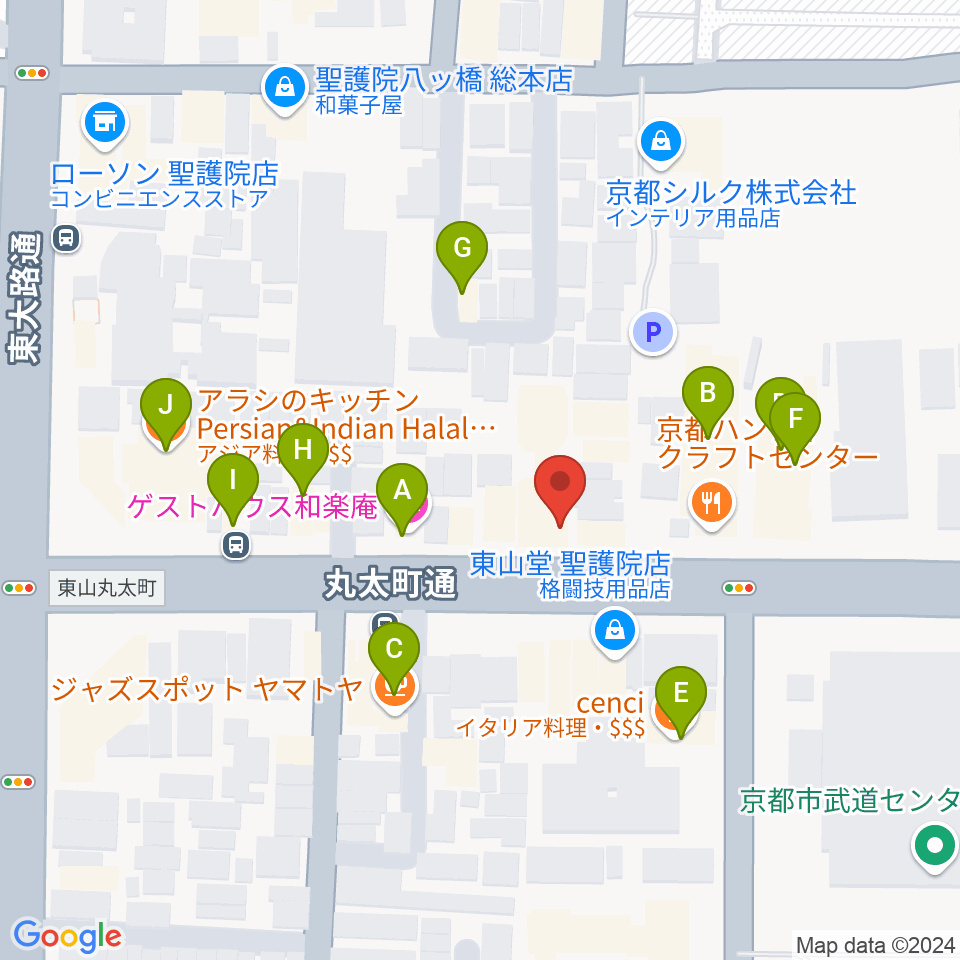 京都ZAC BARAN周辺のファミレス・ファーストフード一覧地図