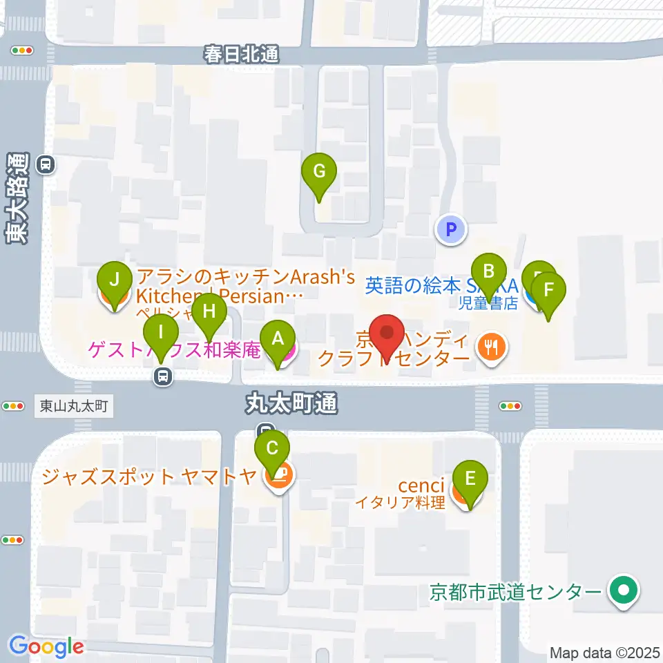 京都ZAC BARAN周辺のファミレス・ファーストフード一覧地図