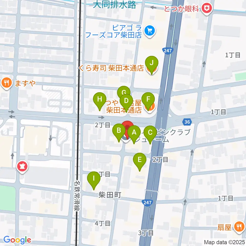 柴田アヒル @-hill周辺のファミレス・ファーストフード一覧地図