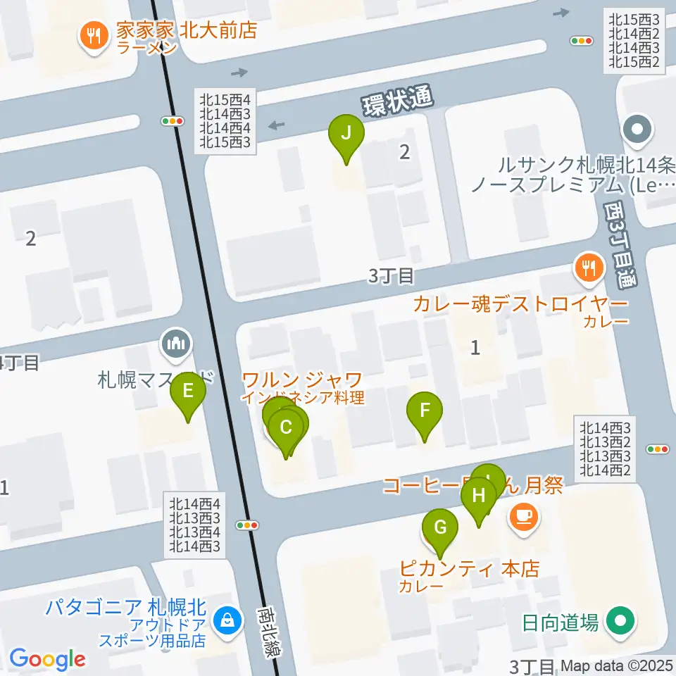 札幌LOG周辺のファミレス・ファーストフード一覧地図