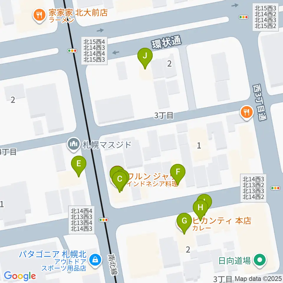 札幌LOG周辺のファミレス・ファーストフード一覧地図