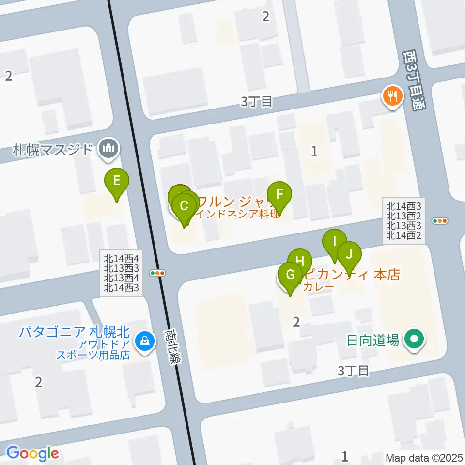 札幌LOG周辺のファミレス・ファーストフード一覧地図