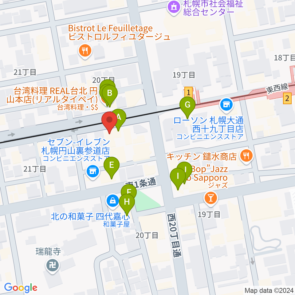 札幌くう COO周辺のファミレス・ファーストフード一覧地図