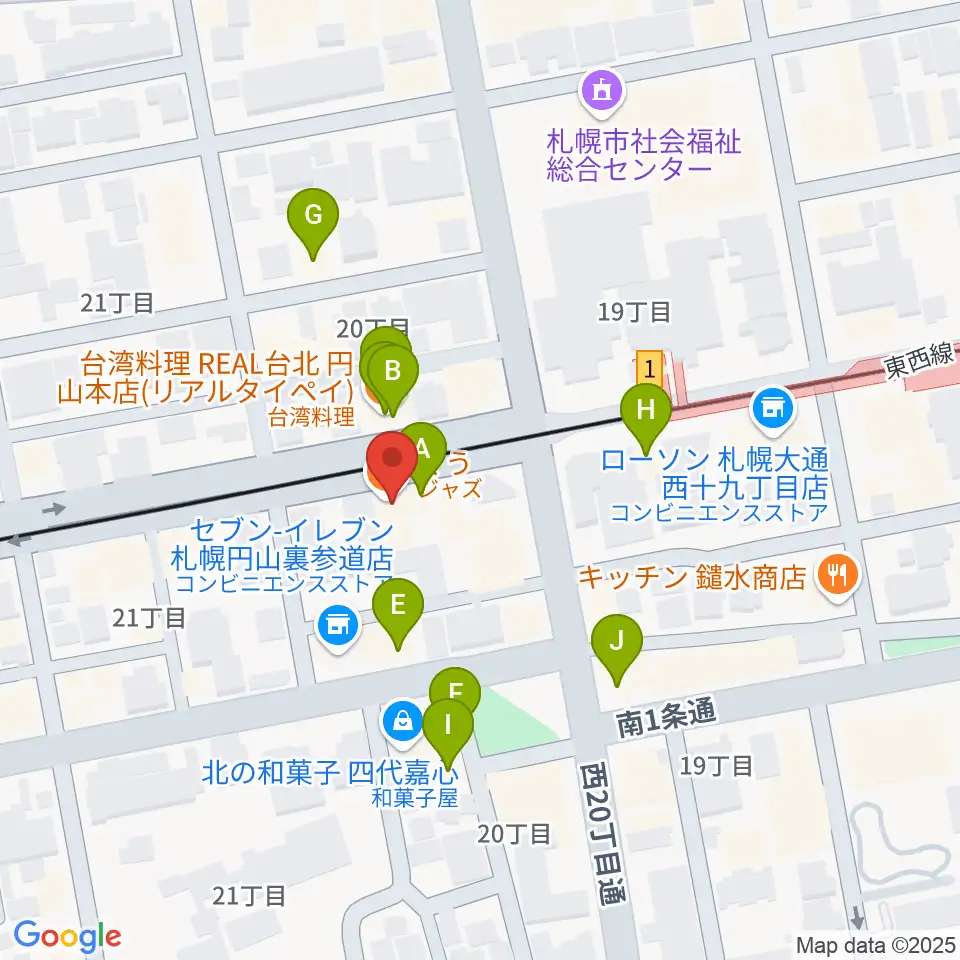 札幌くう COO周辺のファミレス・ファーストフード一覧地図