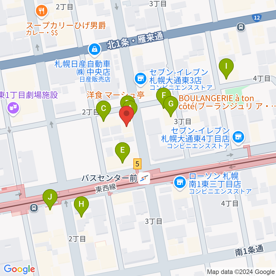 札幌SOUND CRUE周辺のファミレス・ファーストフード一覧地図