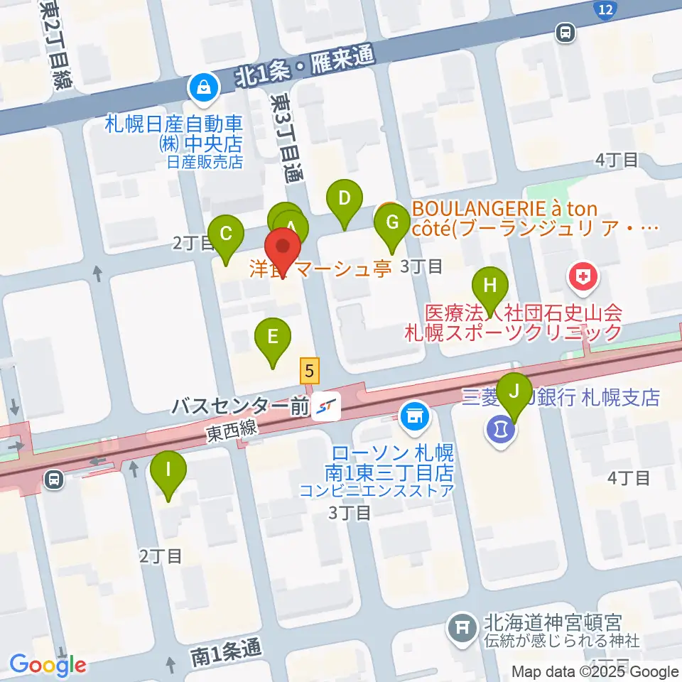 札幌SOUND CRUE周辺のファミレス・ファーストフード一覧地図