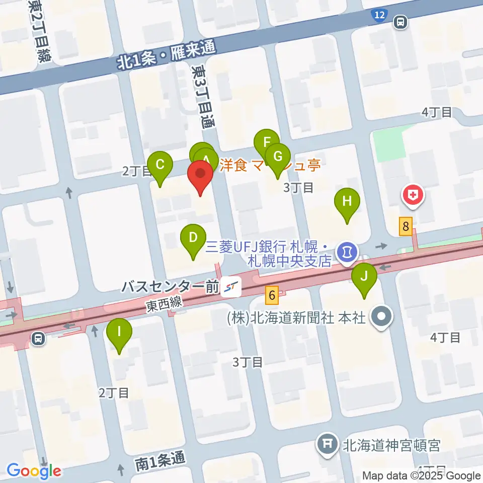 札幌SOUND CRUE周辺のファミレス・ファーストフード一覧地図