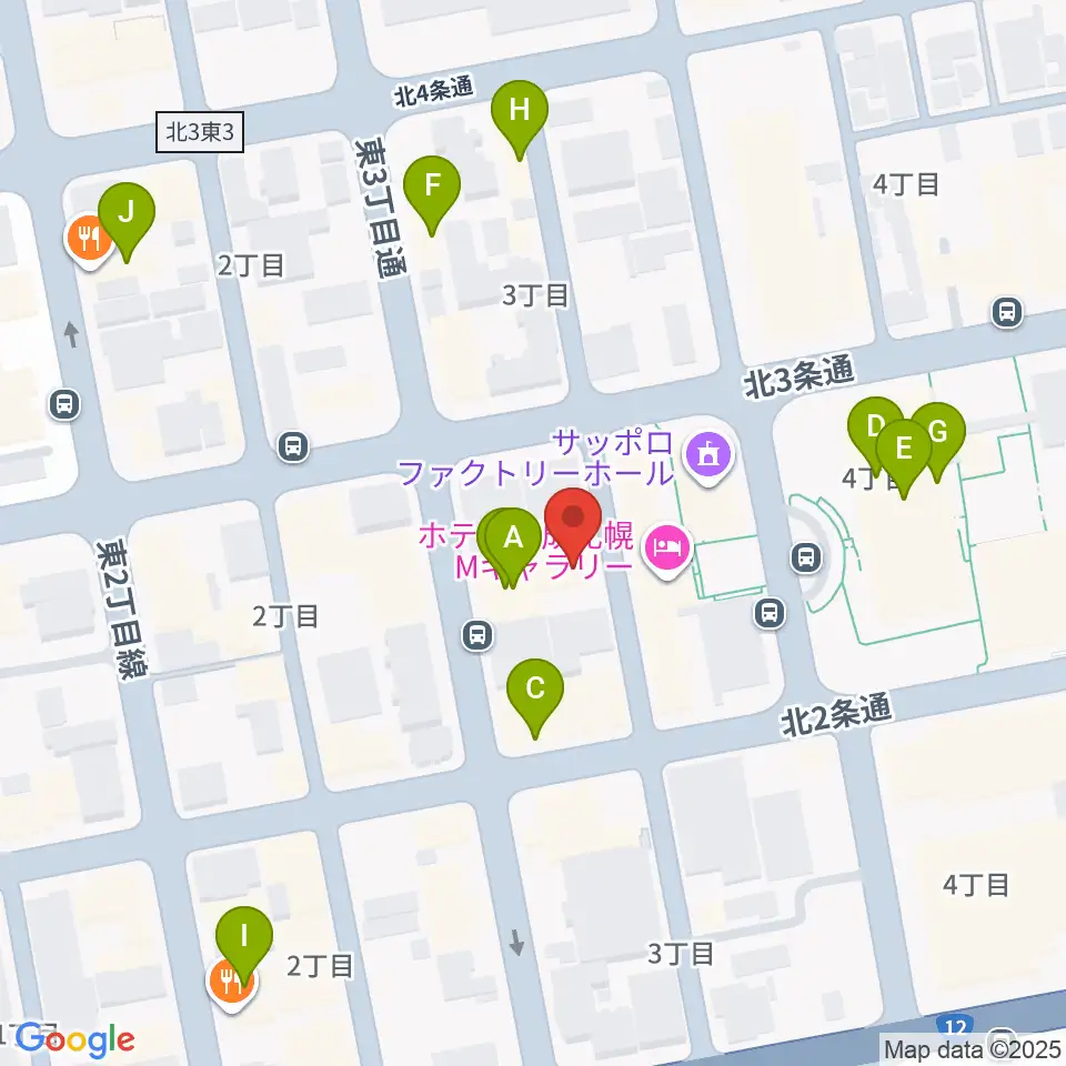 札幌cube garden周辺のファミレス・ファーストフード一覧地図