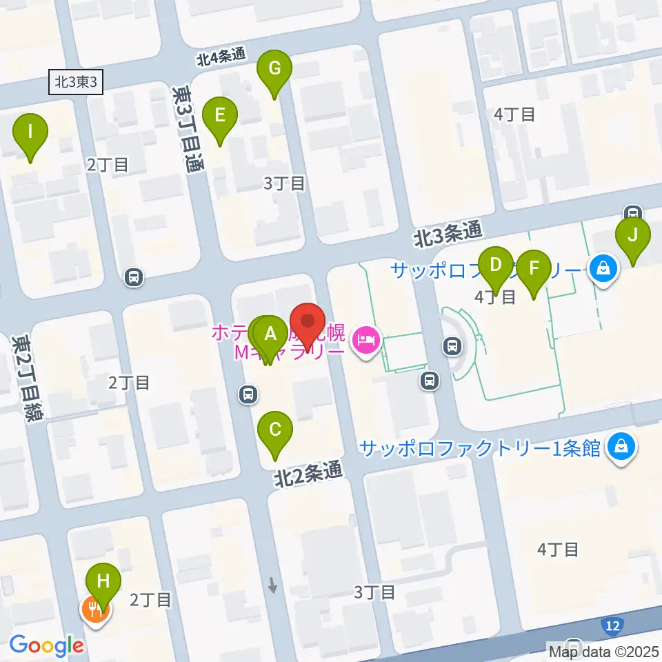 札幌cube garden周辺のファミレス・ファーストフード一覧地図