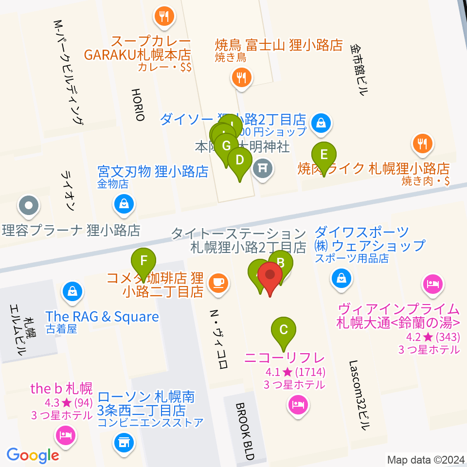 札幌mole周辺のファミレス・ファーストフード一覧地図