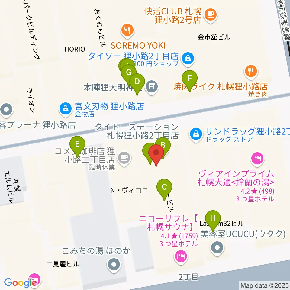 札幌mole周辺のファミレス・ファーストフード一覧地図