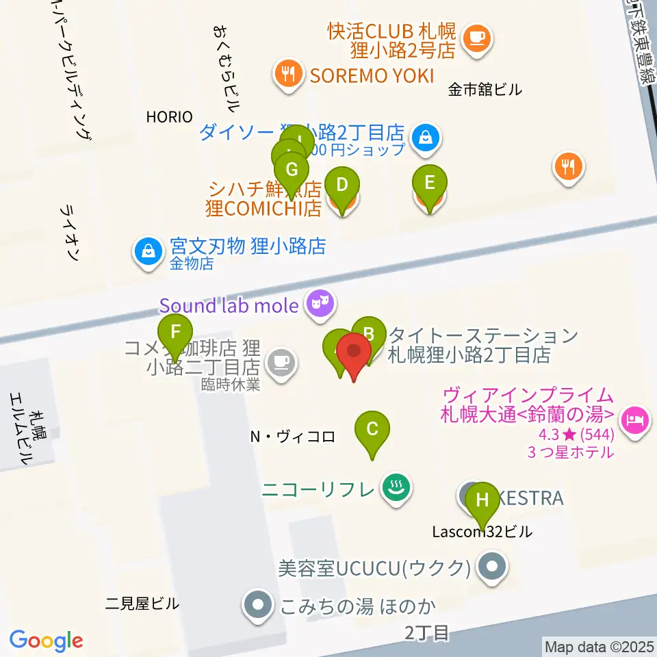 札幌mole周辺のファミレス・ファーストフード一覧地図