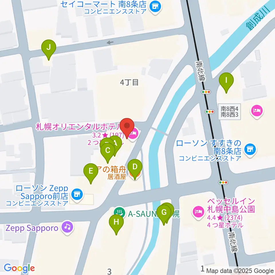 札幌SPiCE周辺のファミレス・ファーストフード一覧地図