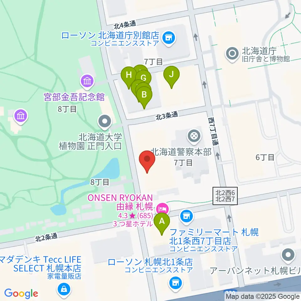北海道立道民活動センター かでる2・7周辺のファミレス・ファーストフード一覧地図